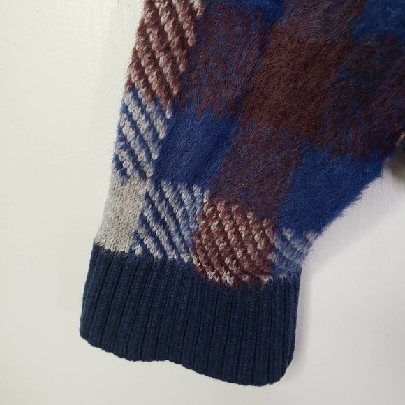 1.‎ State Revolve Button Front Eyelash Cropped Cardigan XL Blue Velvet Burgundy - Picture 5 of 9